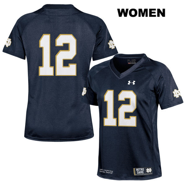 Women's NCAA Notre Dame Fighting Irish #12 DJ Brown Stitched College Under Armour Authentic Navy No Name Football Jersey PN10Y27QT